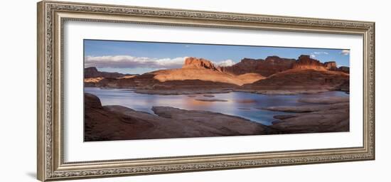 Landscape with Lake Powell and rock formations in desert, Mountain Sheep Canyon, Glen Canyon Rec...-Panoramic Images-Framed Photographic Print