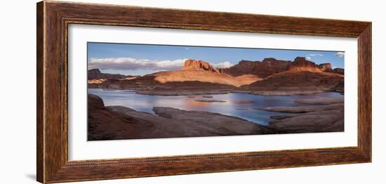 Landscape with Lake Powell and rock formations in desert, Mountain Sheep Canyon, Glen Canyon Rec...-Panoramic Images-Framed Photographic Print