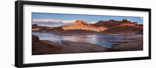 Landscape with Lake Powell and rock formations in desert, Mountain Sheep Canyon, Glen Canyon Rec...-Panoramic Images-Framed Photographic Print