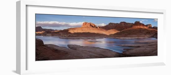 Landscape with Lake Powell and rock formations in desert, Mountain Sheep Canyon, Glen Canyon Rec...-Panoramic Images-Framed Photographic Print