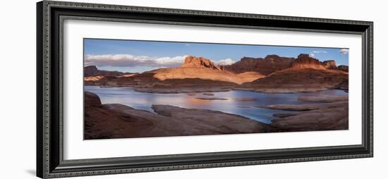 Landscape with Lake Powell and rock formations in desert, Mountain Sheep Canyon, Glen Canyon Rec...-Panoramic Images-Framed Photographic Print