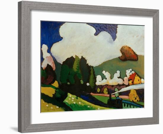Landscape with Locomotive, 1909-Wassily Kandinsky-Framed Giclee Print