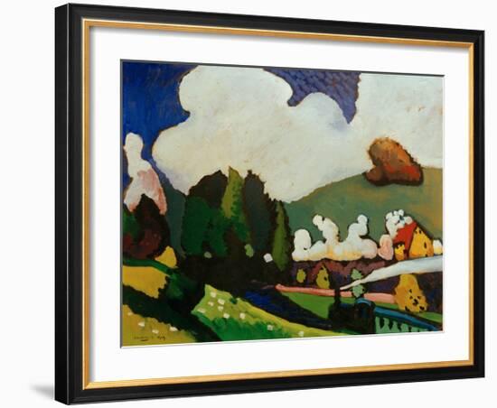 Landscape with Locomotive, 1909-Wassily Kandinsky-Framed Giclee Print