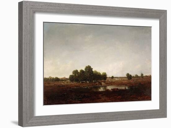 Landscape with Marsh (Oil on Cradled Panel)-Theodore Rousseau-Framed Giclee Print