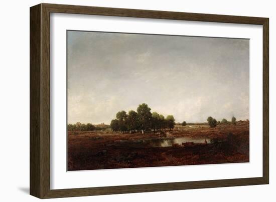 Landscape with Marsh (Oil on Cradled Panel)-Theodore Rousseau-Framed Giclee Print