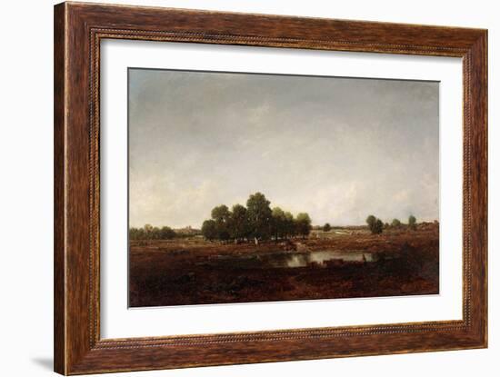 Landscape with Marsh (Oil on Cradled Panel)-Theodore Rousseau-Framed Giclee Print