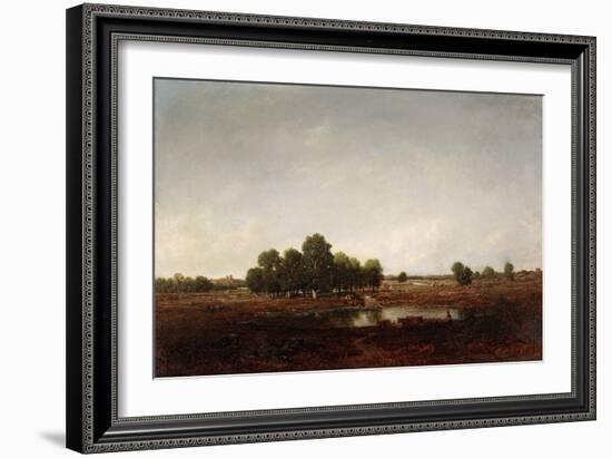 Landscape with Marsh (Oil on Cradled Panel)-Theodore Rousseau-Framed Giclee Print