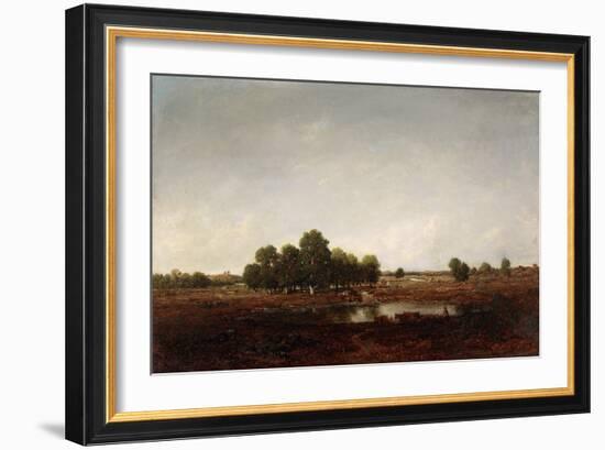 Landscape with Marsh (Oil on Cradled Panel)-Theodore Rousseau-Framed Giclee Print