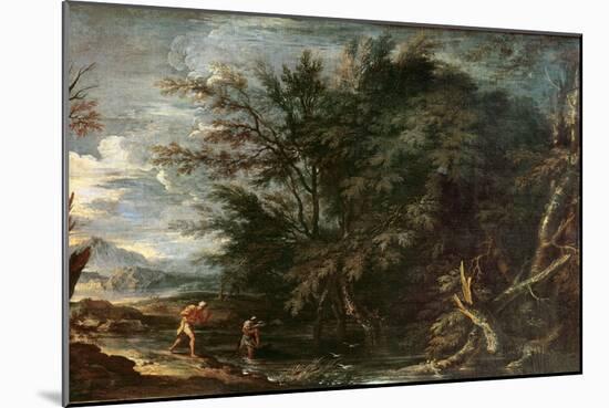 Landscape with Mercury and the Dishonest Woodman, C.1650-Salvator Rosa-Mounted Giclee Print