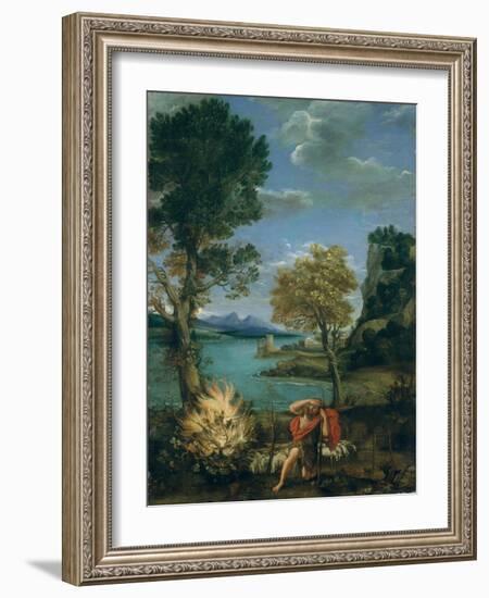 Landscape with Moses and the Burning Bush, 1610-16-Domenichino-Framed Giclee Print