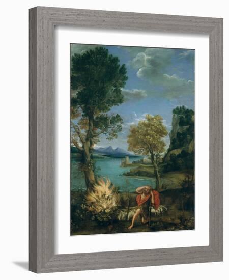 Landscape with Moses and the Burning Bush, 1610-16-Domenichino-Framed Giclee Print