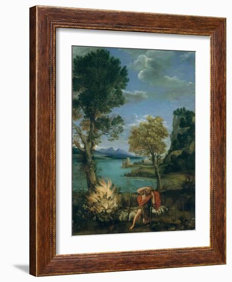 Landscape with Moses and the Burning Bush, 1610-16-Domenichino-Framed Giclee Print