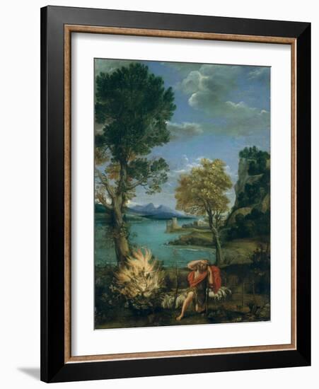 Landscape with Moses and the Burning Bush, 1610-16-Domenichino-Framed Giclee Print