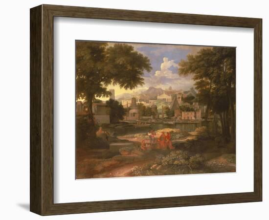 Landscape with Moses Saved from the River Nile-Etienne Allegrain-Framed Giclee Print