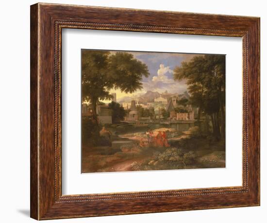 Landscape with Moses Saved from the River Nile-Etienne Allegrain-Framed Giclee Print