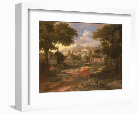 Landscape with Moses Saved from the River Nile-Etienne Allegrain-Framed Giclee Print