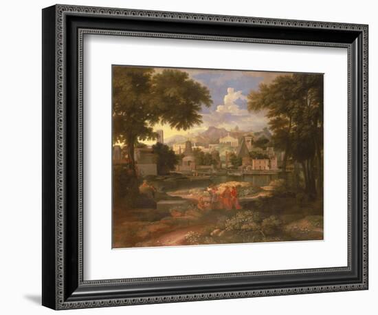 Landscape with Moses Saved from the River Nile-Etienne Allegrain-Framed Giclee Print