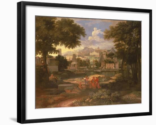 Landscape with Moses Saved from the River Nile-Etienne Allegrain-Framed Giclee Print