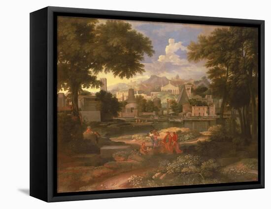 Landscape with Moses Saved from the River Nile-Etienne Allegrain-Framed Premier Image Canvas