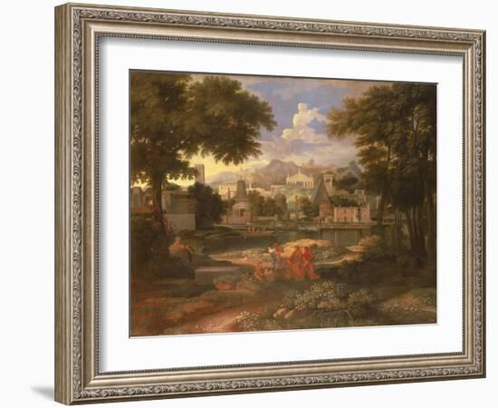 Landscape with Moses Saved from the River Nile-Etienne Allegrain-Framed Giclee Print