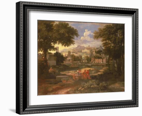 Landscape with Moses Saved from the River Nile-Etienne Allegrain-Framed Giclee Print