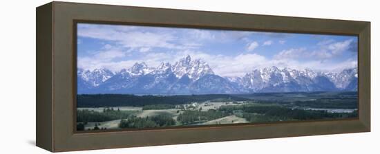 Landscape with Mountains in the Background, Jackson Hole, Grand Teton National Park, Wyoming, USA-null-Framed Premier Image Canvas