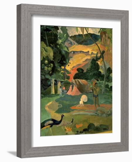 Landscape with Peacock-Paul Gauguin-Framed Art Print