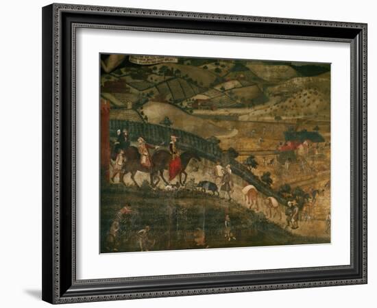 Landscape with Peasants and a Hunting Party-Ambrogio Lorenzetti-Framed Giclee Print