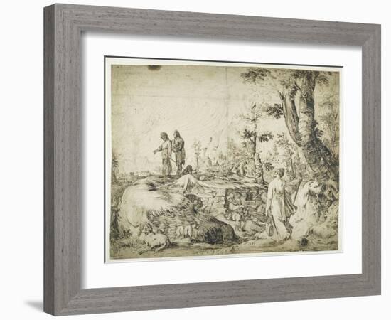 Landscape with Peasants by a Hut, 1593-Hendrik Goltzius-Framed Giclee Print