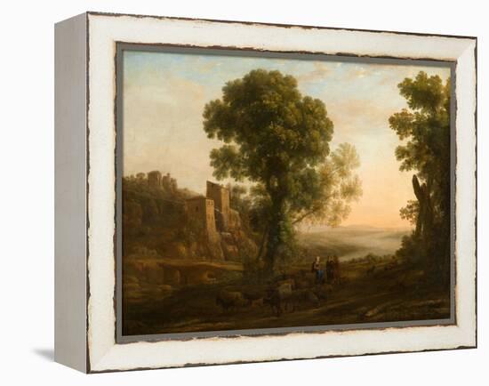 Landscape with Peasants Returning with Their Herds, c.1637-Claude Lorrain-Framed Premier Image Canvas