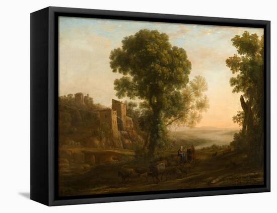 Landscape with Peasants Returning with Their Herds, c.1637-Claude Lorrain-Framed Premier Image Canvas