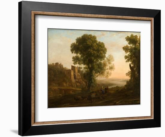 Landscape with Peasants Returning with Their Herds, c.1637-Claude Lorrain-Framed Giclee Print