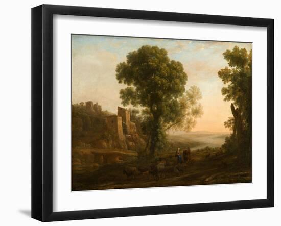 Landscape with Peasants Returning with Their Herds, c.1637-Claude Lorrain-Framed Giclee Print