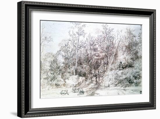 Landscape with Person Playing Flute, C1627-1674-Jan Lievens-Framed Giclee Print