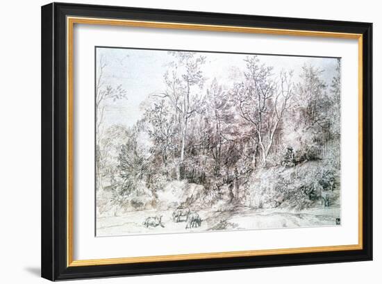 Landscape with Person Playing Flute, C1627-1674-Jan Lievens-Framed Giclee Print