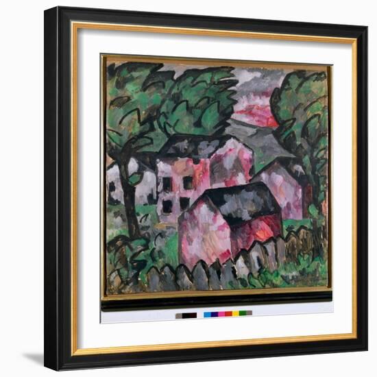 Landscape with Red Houses Painting by Kasimir Severinovich Malevich (Malevich, Malevic) (1878-1935)-Kazimir Severinovich Malevich-Framed Giclee Print