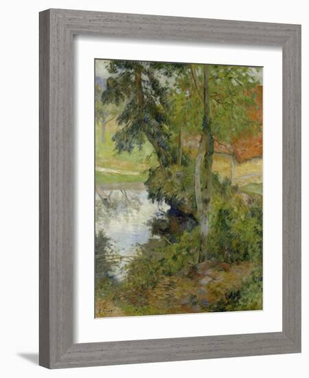 Landscape with Red Roof, 1885-Paul Gauguin-Framed Giclee Print