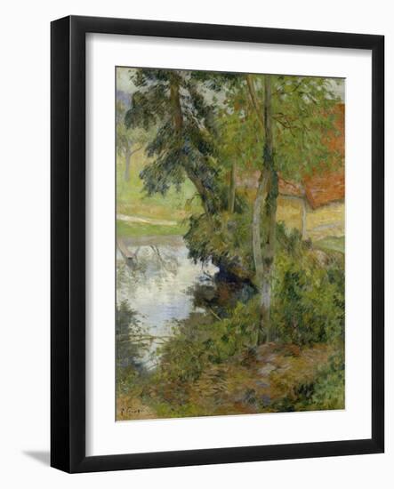 Landscape with Red Roof, 1885-Paul Gauguin-Framed Giclee Print