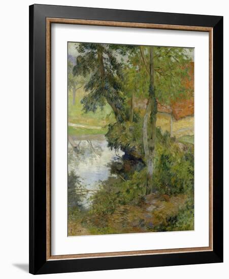 Landscape with Red Roof, 1885-Paul Gauguin-Framed Giclee Print