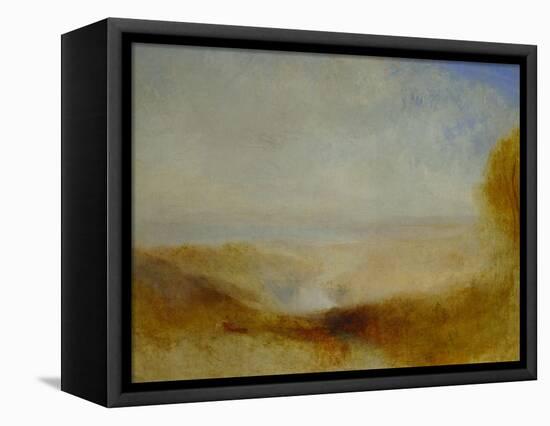 Landscape with river and a bay in the far background-Joseph Mallord William Turner-Framed Premier Image Canvas