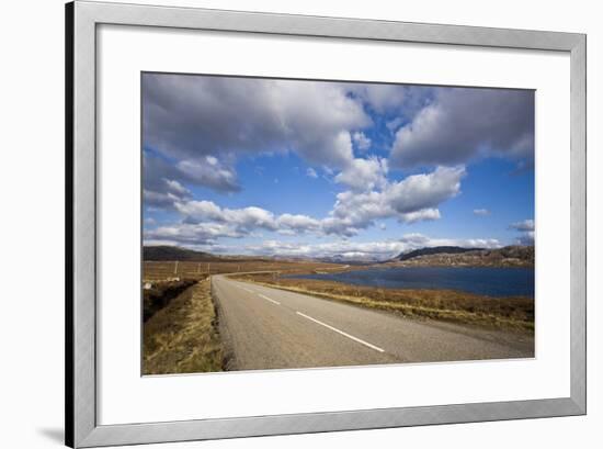 Landscape with Road, Lake and Clouds,Scotland, United Kingdom-Stefano Amantini-Framed Photographic Print