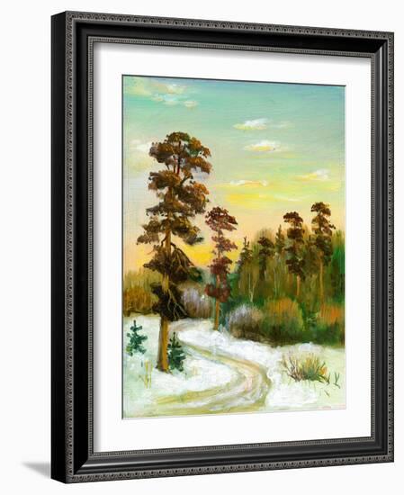 Landscape With Road To Winter Wood-balaikin2009-Framed Art Print