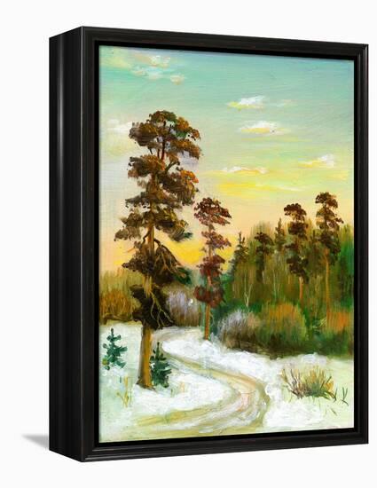 Landscape With Road To Winter Wood-balaikin2009-Framed Stretched Canvas