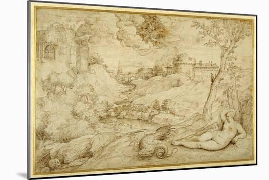 Landscape with Roger and Angelica, from 'Orlando Furioso', X, after Titian-Domenico Campagnola-Mounted Giclee Print