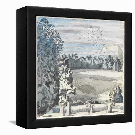 Landscape with Rooks, C.1913-14 (Black Chalk & W/C on Paper)-Paul Nash-Framed Premier Image Canvas