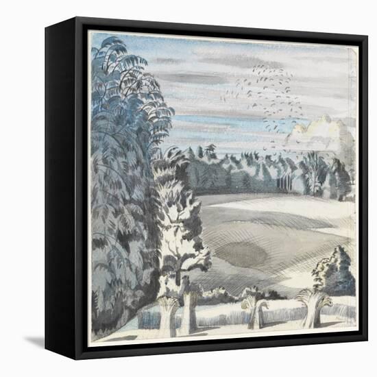 Landscape with Rooks, C.1913-14 (Black Chalk & W/C on Paper)-Paul Nash-Framed Premier Image Canvas