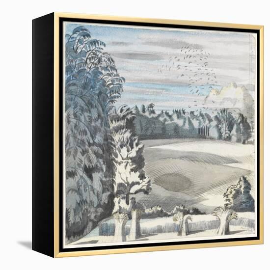 Landscape with Rooks, C.1913-14 (Black Chalk & W/C on Paper)-Paul Nash-Framed Premier Image Canvas