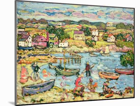 Landscape with Rowboats 1916-18 (Oil on Canvas)-Maurice Brazil Prendergast-Mounted Giclee Print