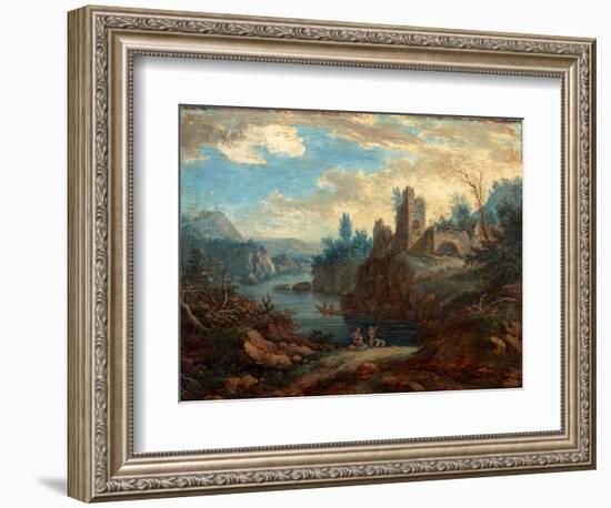 Landscape with Ruins and Fishermen (B/C on Paper)-Paul Sandby-Framed Giclee Print