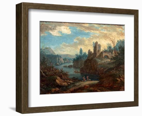 Landscape with Ruins and Fishermen (B/C on Paper)-Paul Sandby-Framed Giclee Print